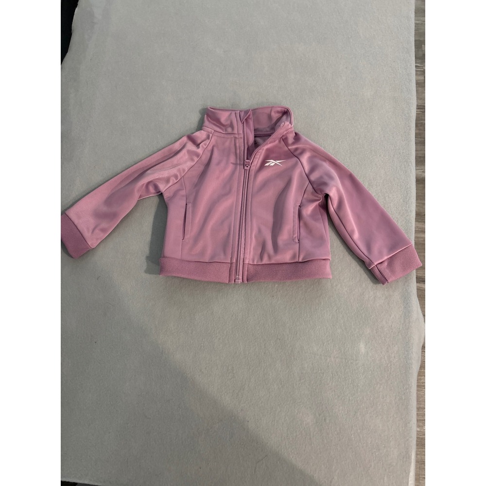 Reebok Kids Pink Full Zip Track Jacket Mock Neck Logo Sleeve 6/9M RN127805